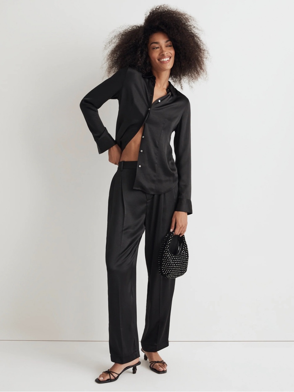 Madewell Darted Button Up Shirt in Satin
